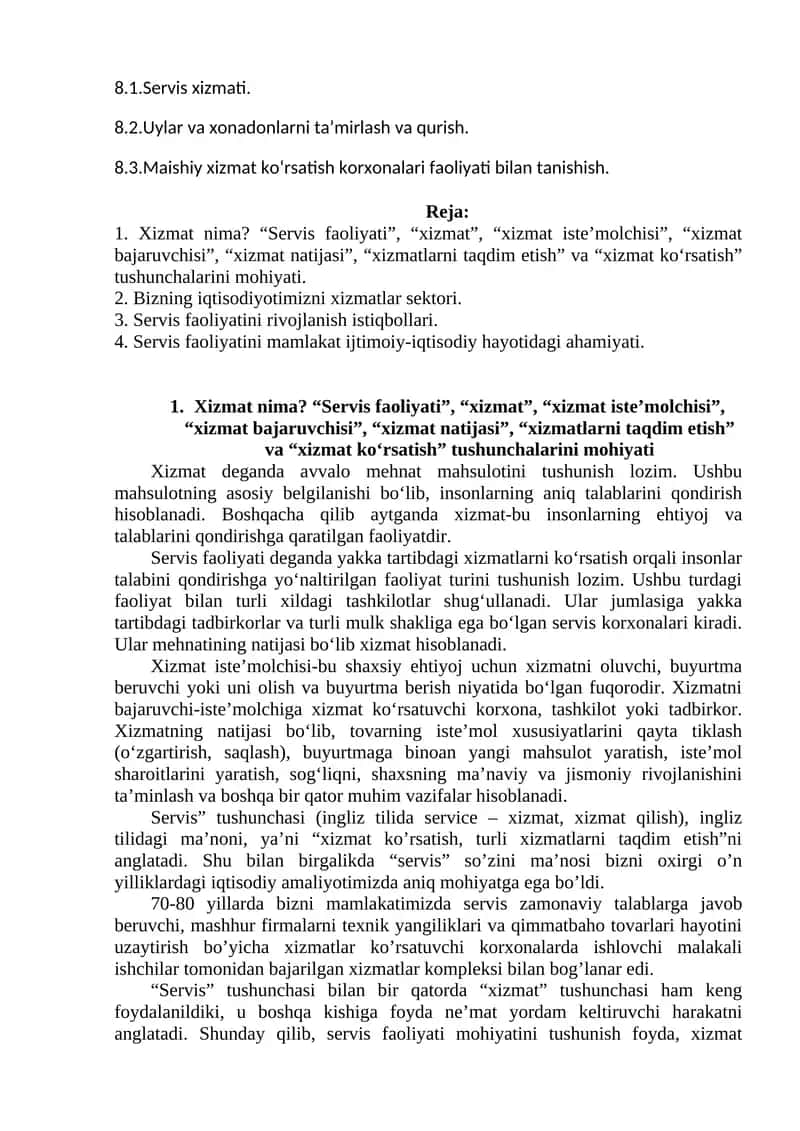 Servis xizmati 1
