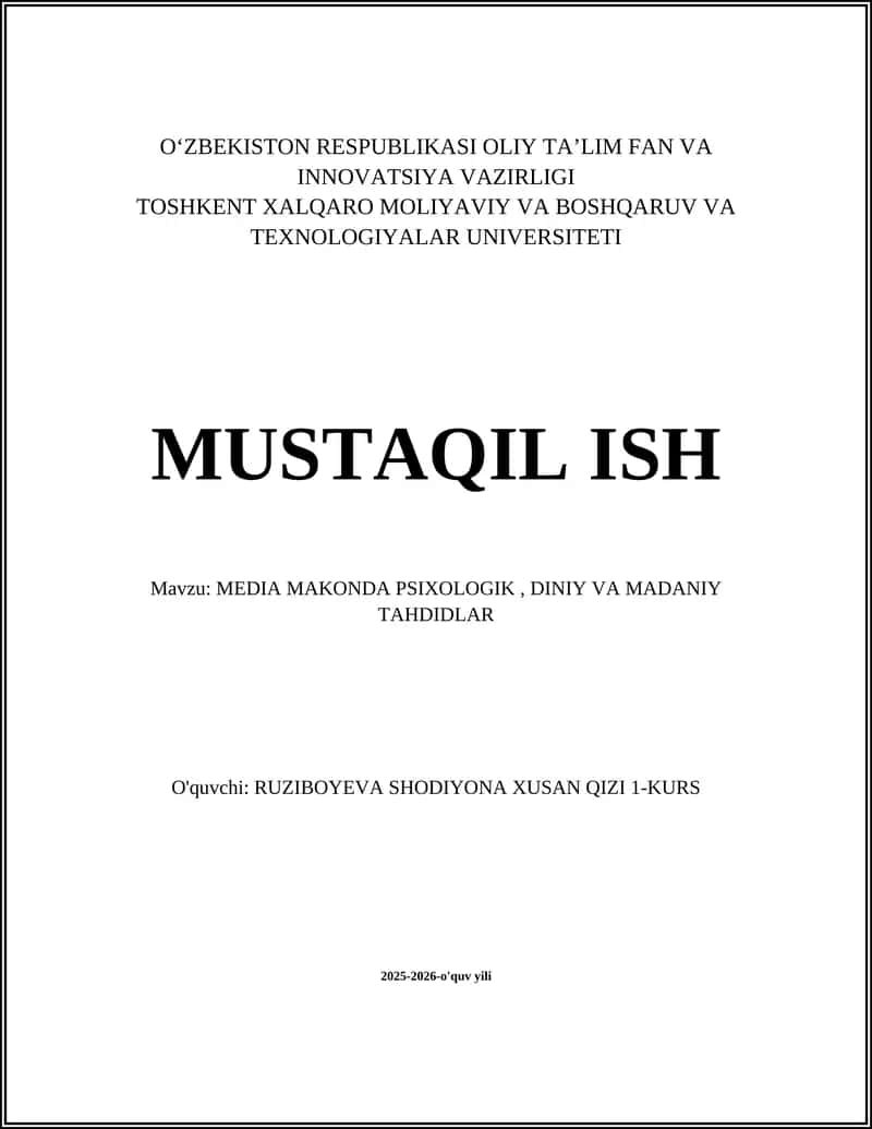 MEDIA MAKONDA PSIXOLOGIK, DINIY VA MADANIY TAHDIDLAR 1