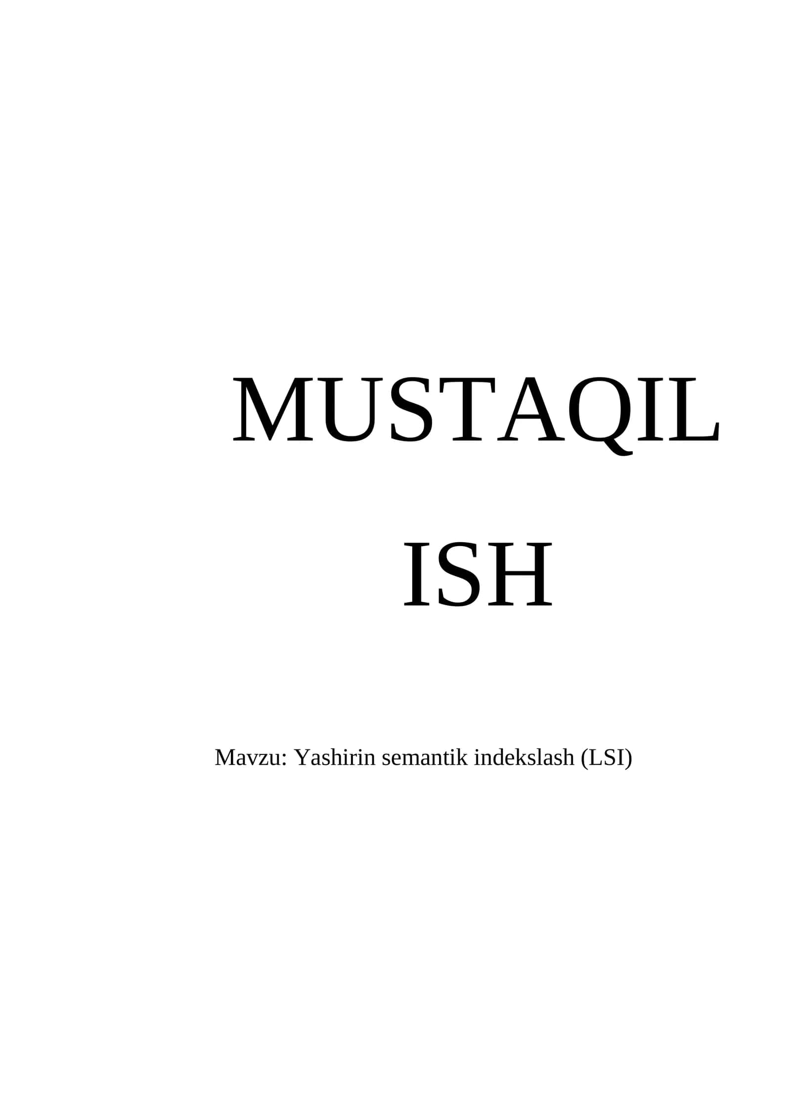 Yashirin semantik indekslash (LSI) 1