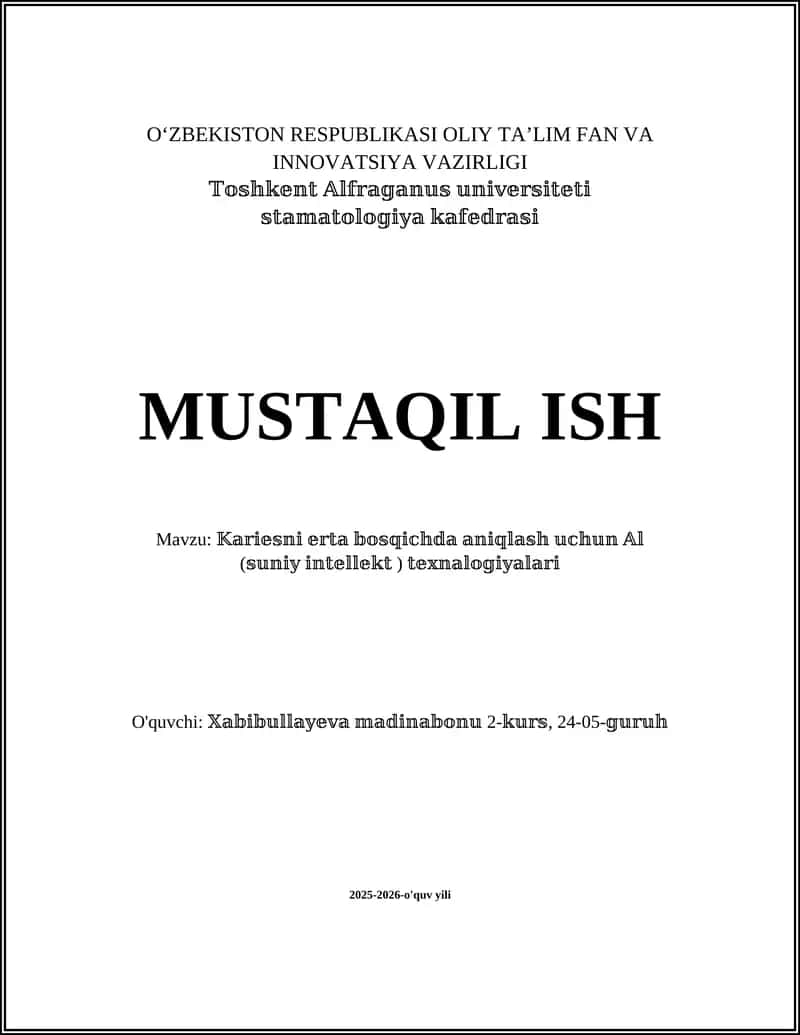 Karjesni erta bosqichda aniqlash uchun AI modellar 1