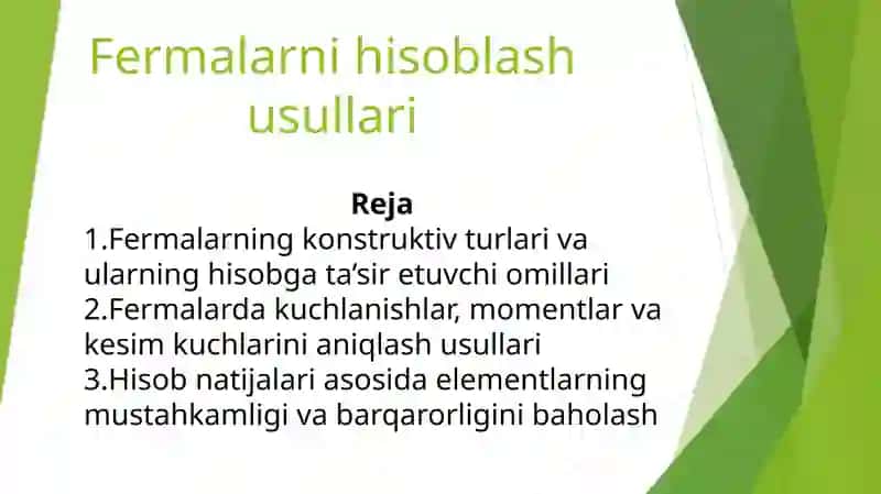 Fermalarni hisoblash usullari 1