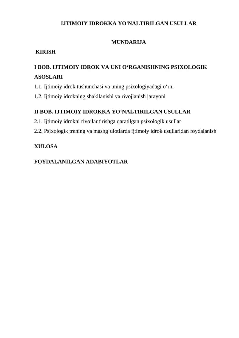 IJTIMOIY IDROKKA YO'NALTIRILGAN USULLAR 1