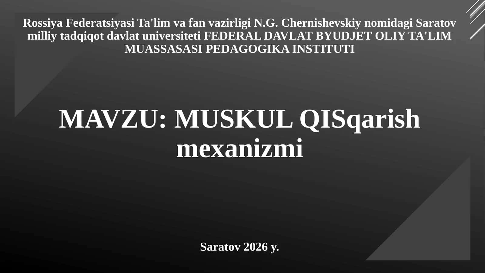 Jismoniy madaniyat va salomatlik asoslari 1