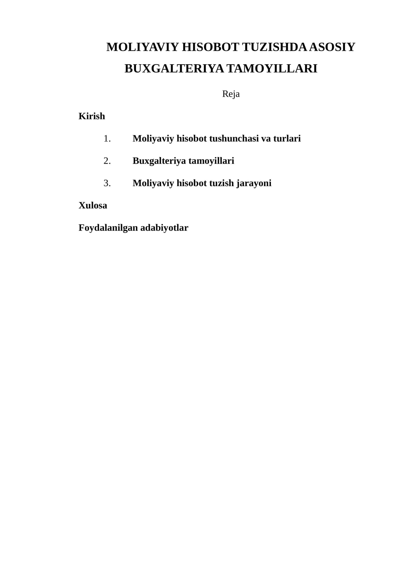 MOLIYAVIY HISOBOT TUZISHDA ASOSIY BUXGALTERIYA TAMOYILLARI 1