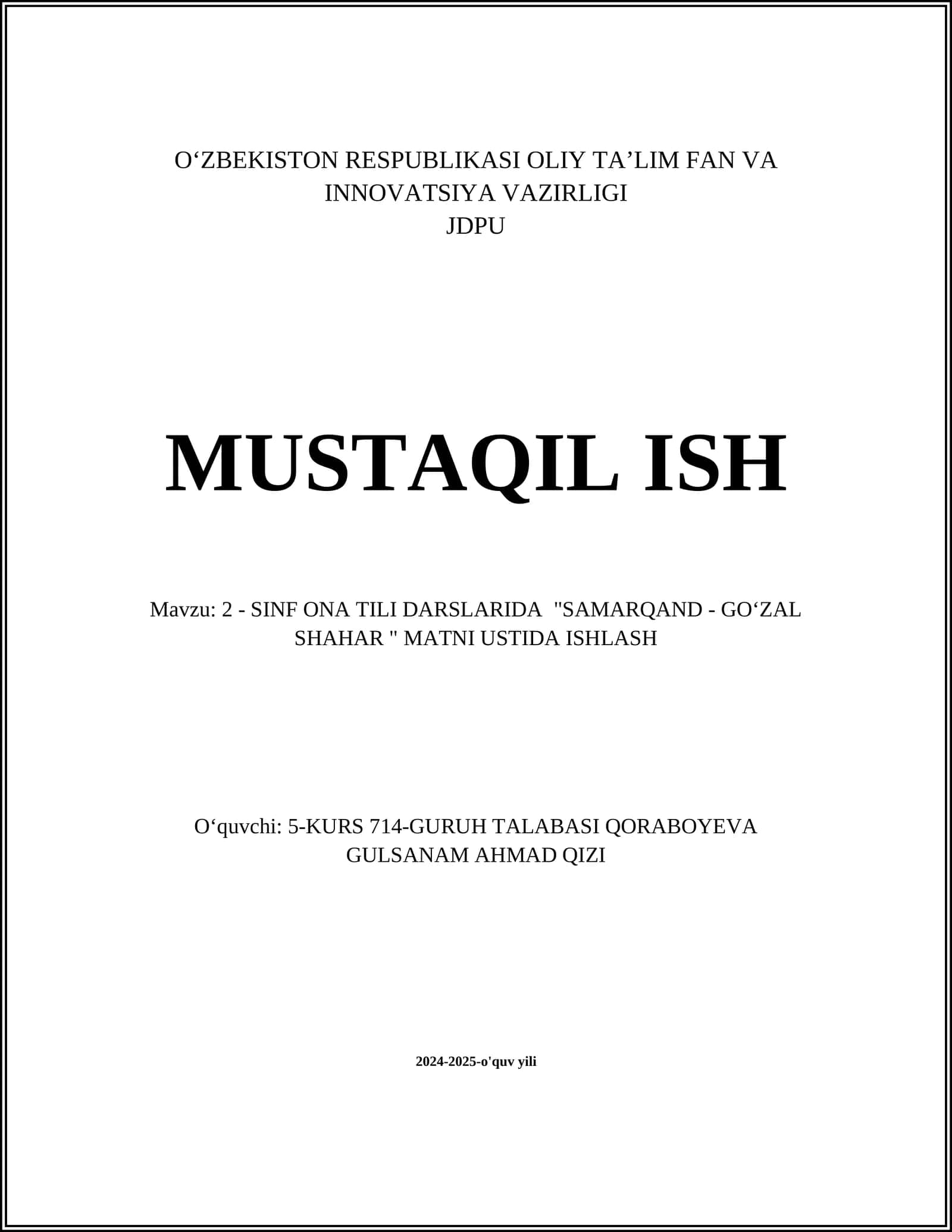 SAMARQAND - GOʻZAL SHAHAR 1