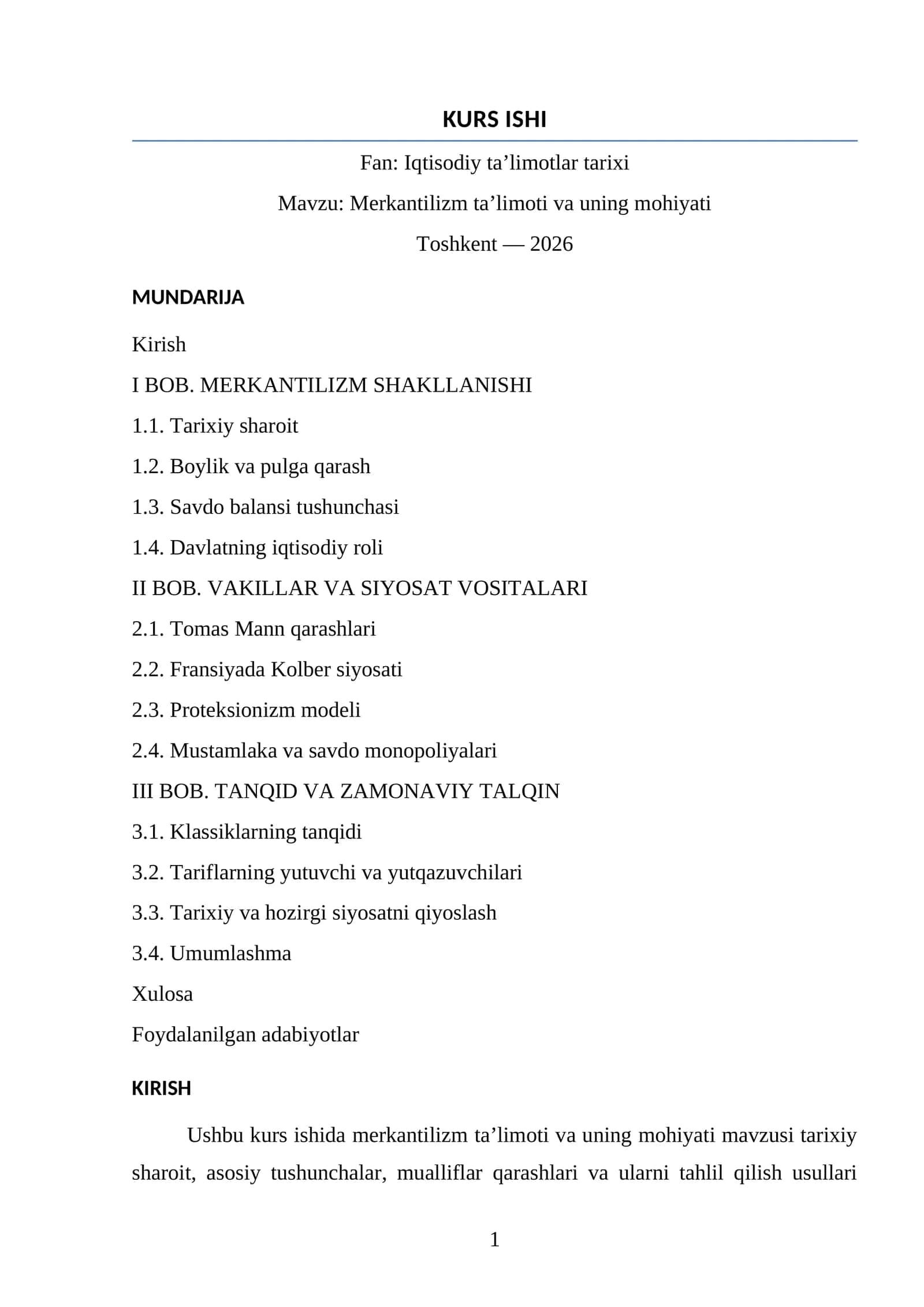 Merkantilizm ta’limoti va uning mohiyati 1