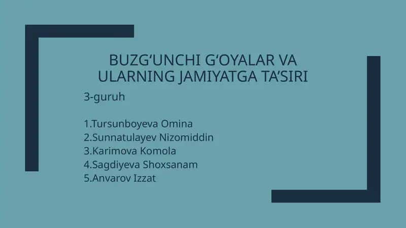 Buzg‘unch iG‘oyalar va Ularning Jamiyatga Ta’siri 1