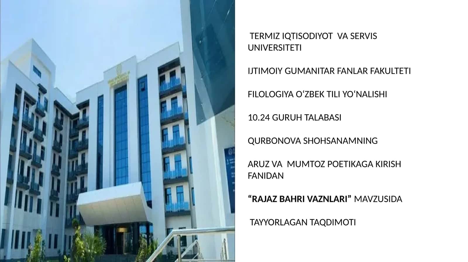 RAJAZBAHRI VA VAZNLARI 1