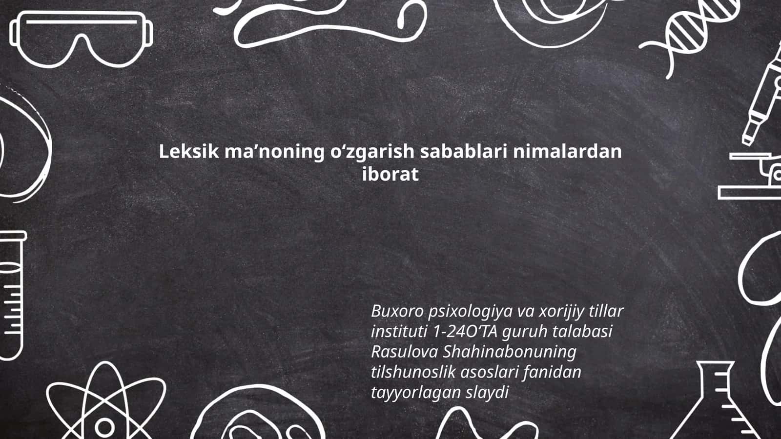 TIlshunoslik asoslari fanidan tayyorlagan slayd 1
