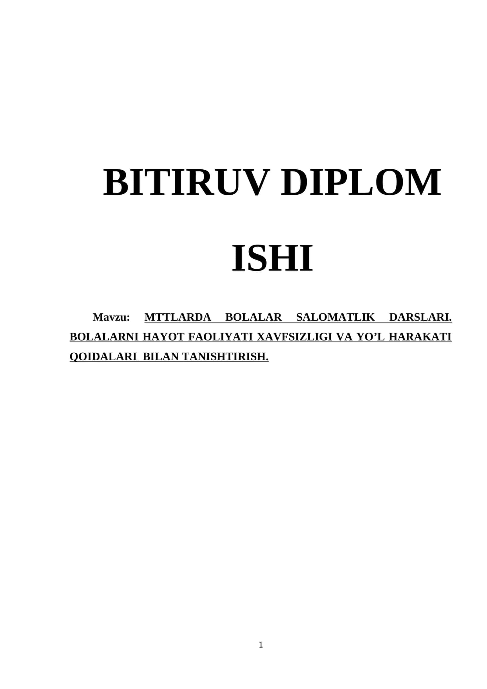 MTTLARDA BOLALAR SALOMATLIK DARSLARI 1
