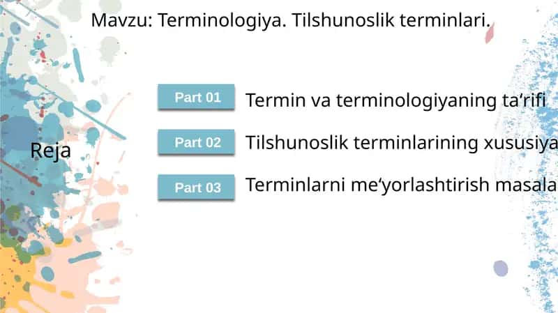 Terminologiya. Tilshunoslik terminlari 1