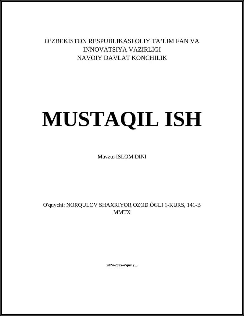 ISLAMIC STUDIES 1