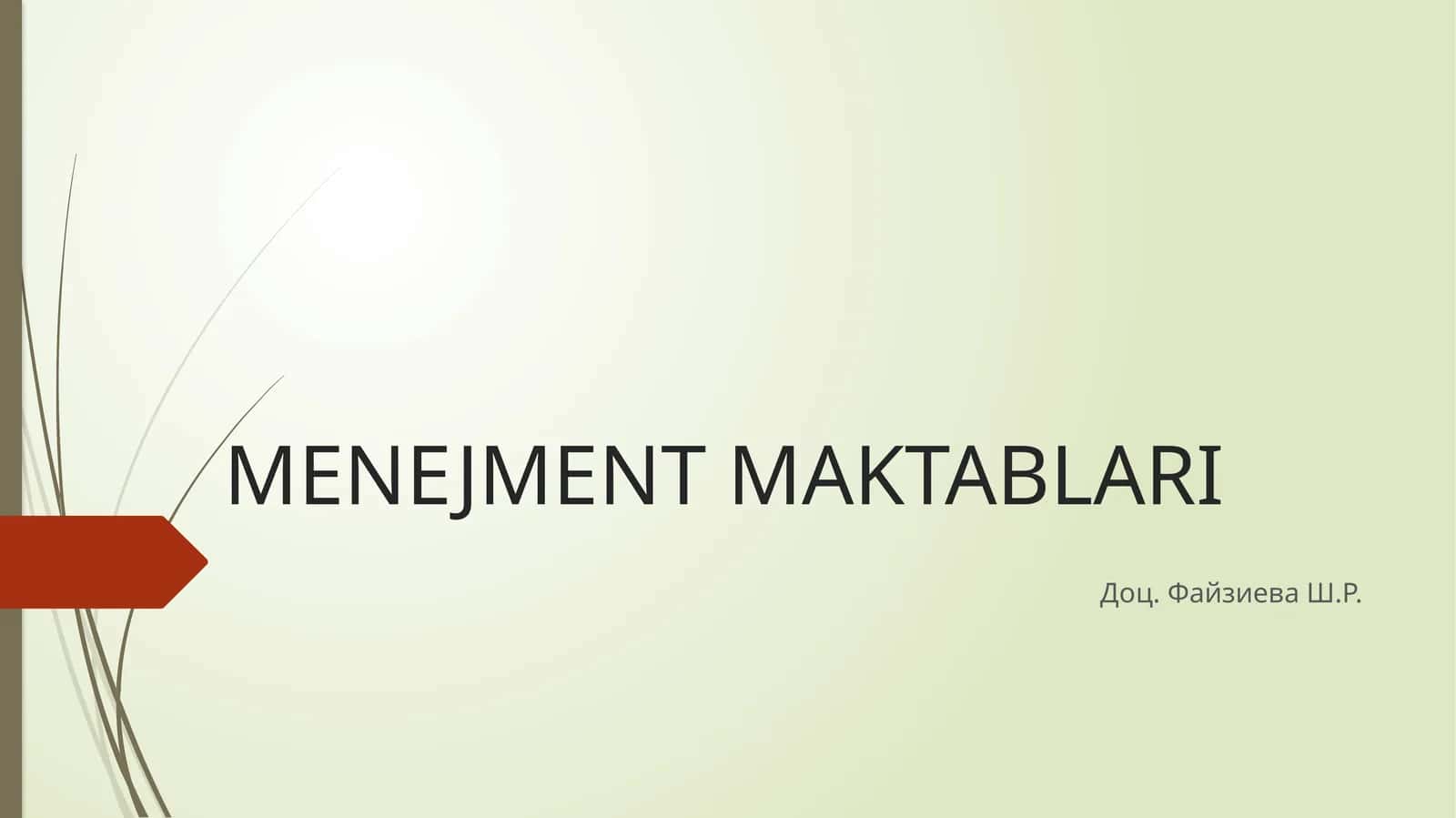 MENEJMENT MAKTABLARI 1