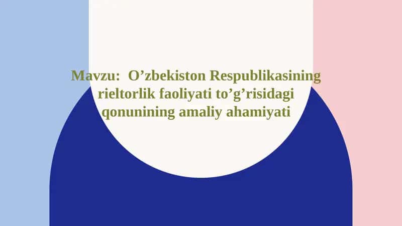 O’zbekiston Respublikasining rieltorlik faoliyati to’g’risida qonuning amaliyahamiyati 1