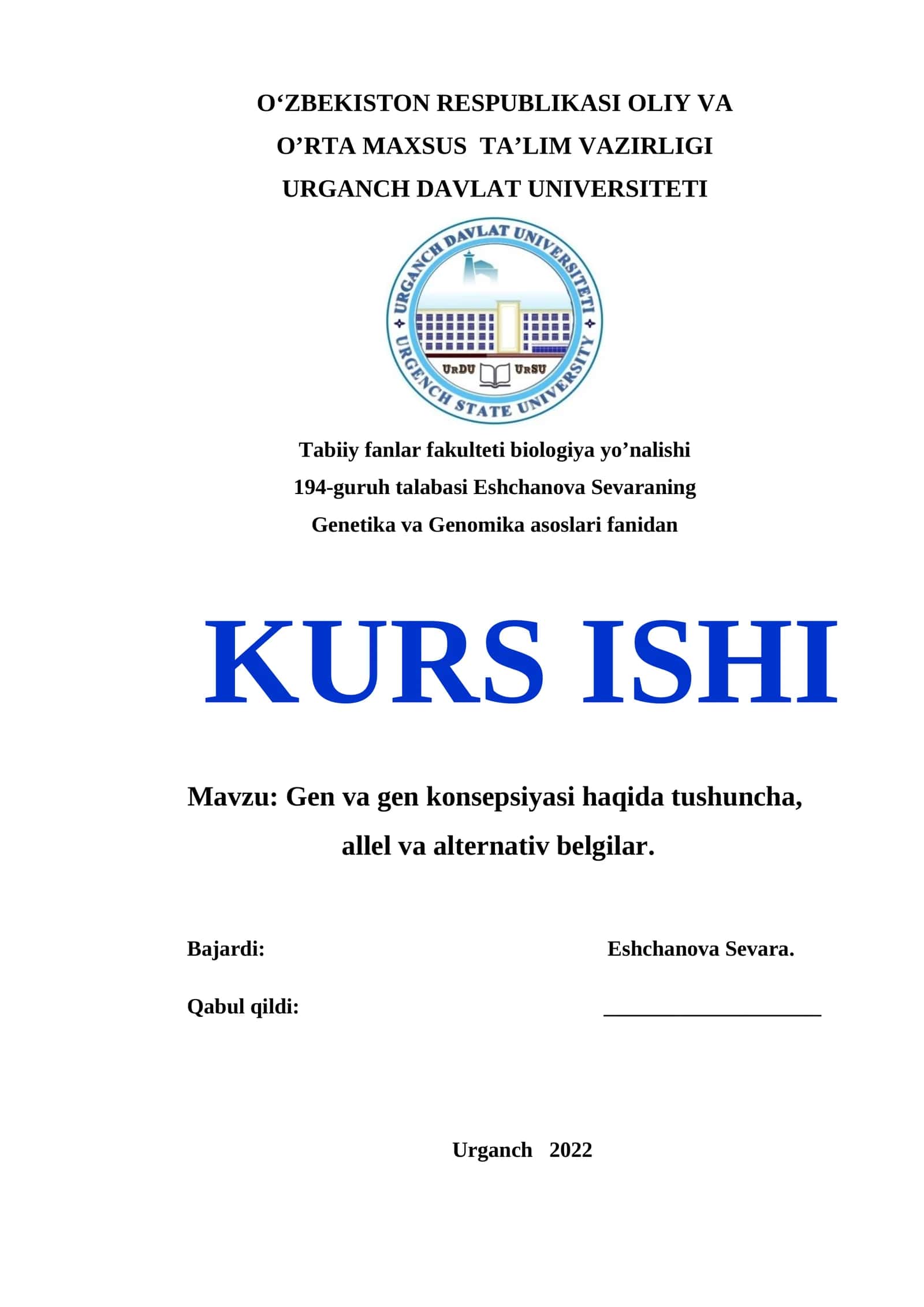 Gen va gen konsepsiyasi haqida tushuncha, allel va alternativ belgilar 1