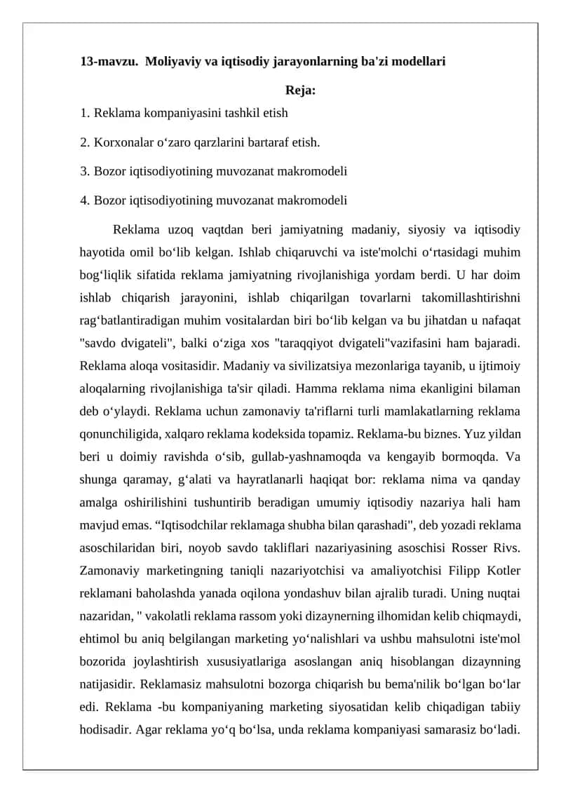 Reklama kompaniyasini tashkil etish 1