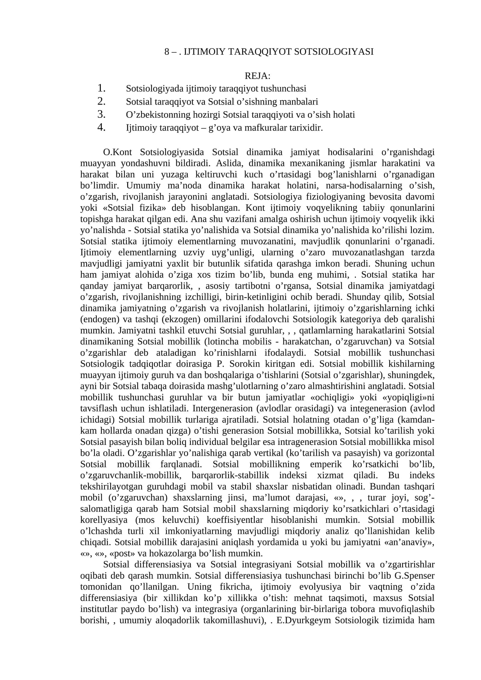 IJTIMOIY TARAQQIYOT SOTSIOLOGIYASI 1