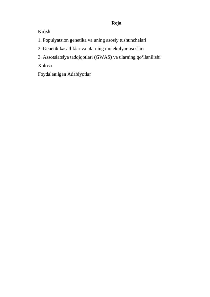 Populyatsion genetika va uning asosiy tushunchalari 1
