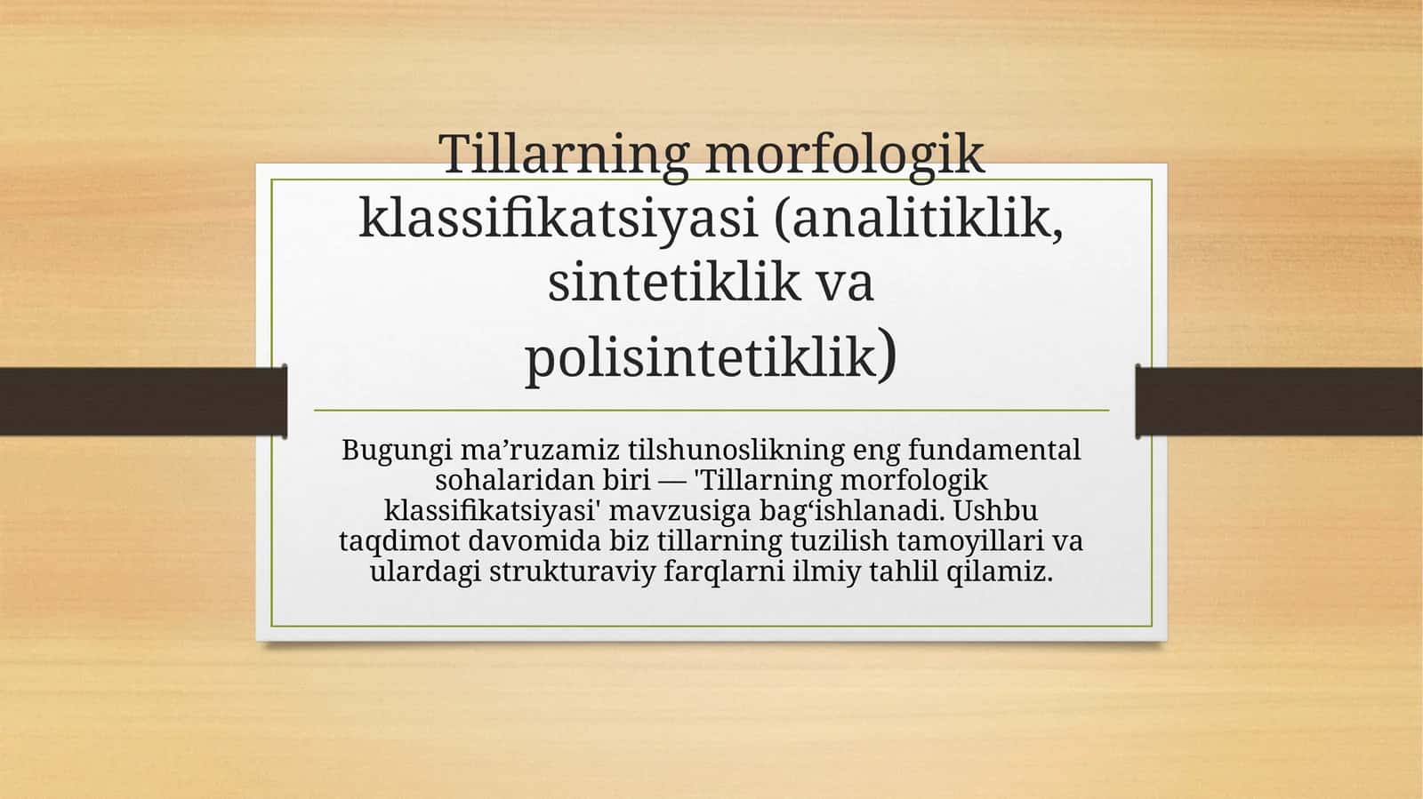 Tillarning morfologik klassifikatsiyasi 1