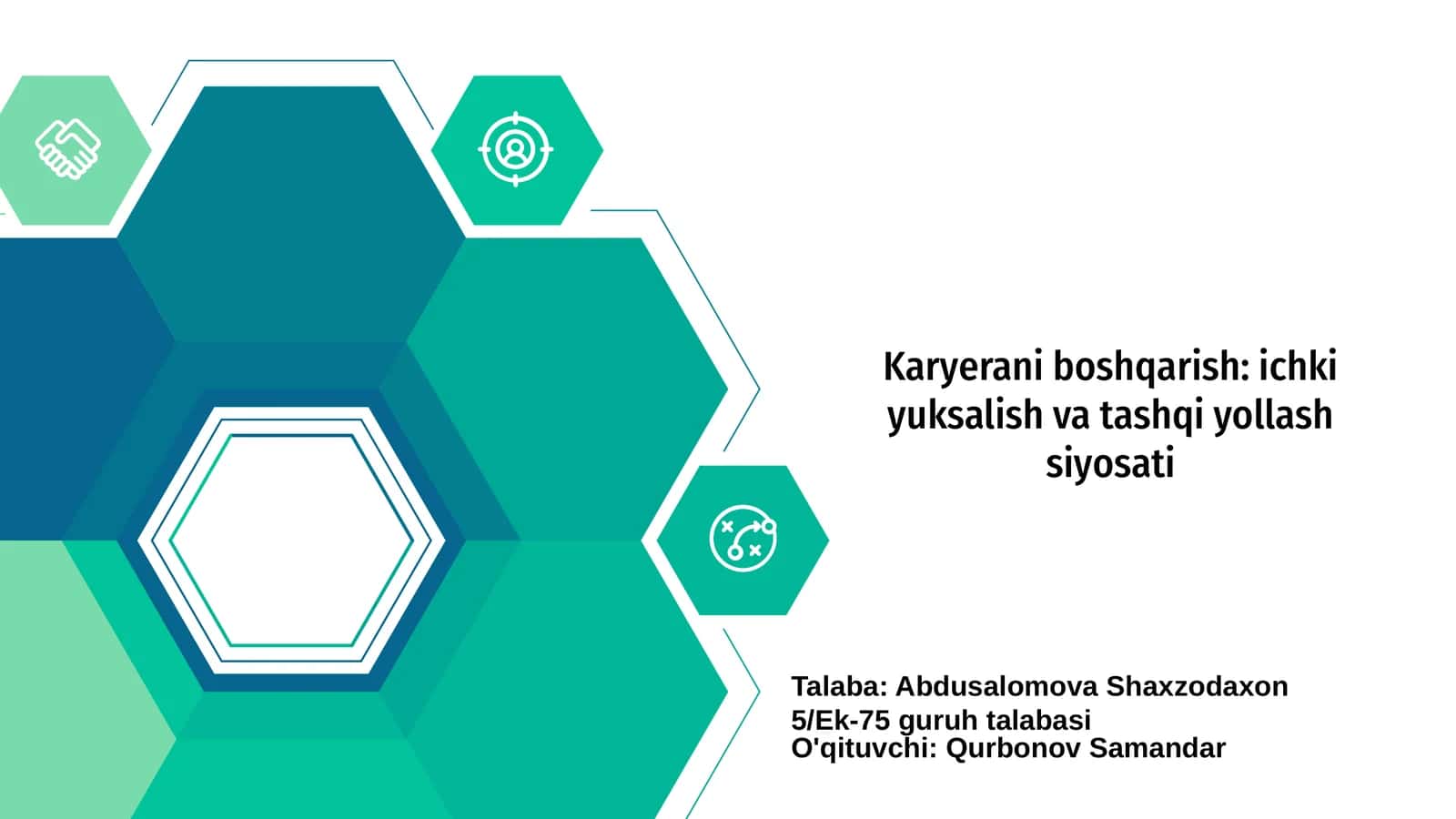 Karyerani boshqarish: ichki yuksalish va tashqi yollash siyosati 1