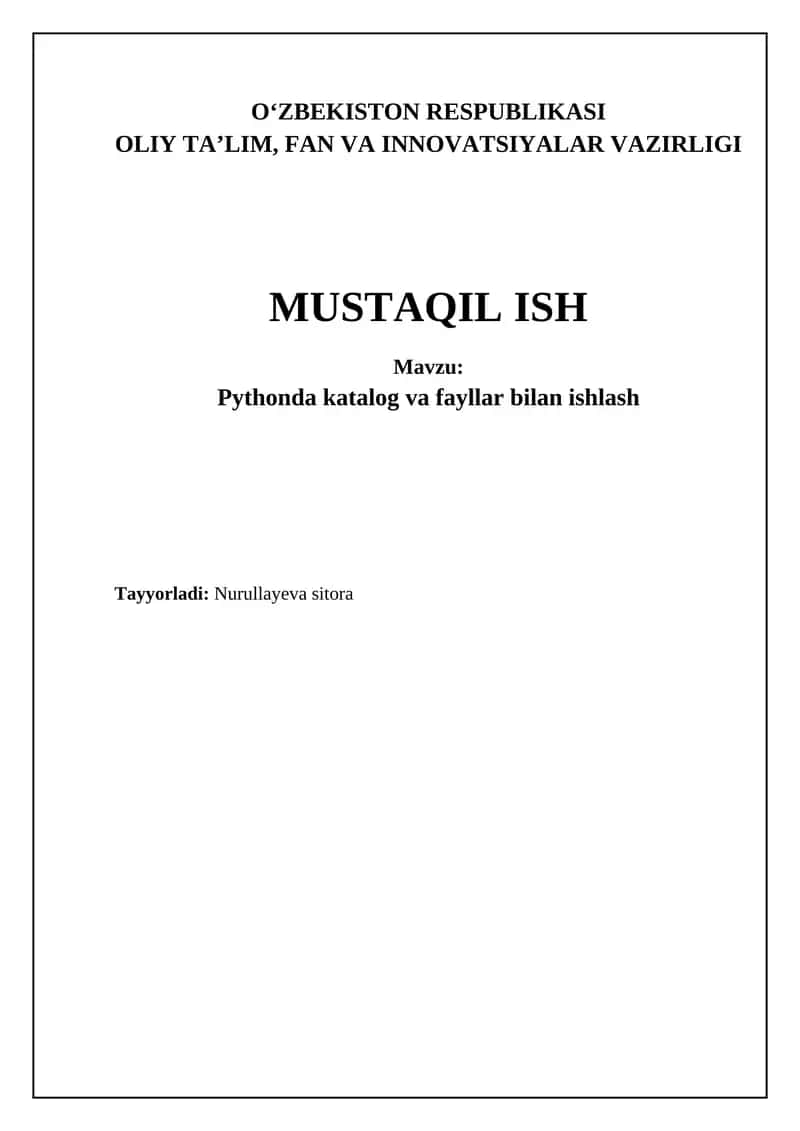 Python-dagi kataloglar va fayllar bilan ishlash 1