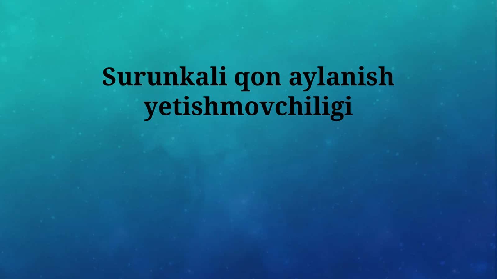 Surunkali qon aylanish yetishmovchiligi 1
