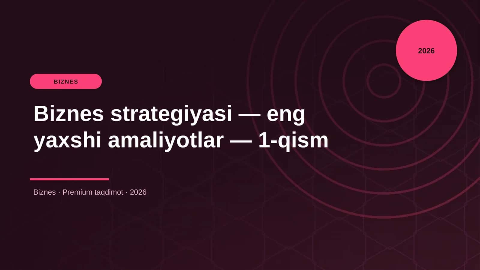 Biznes strategiyasi — eng yaxshi amaliyotlar — 1-qism 1