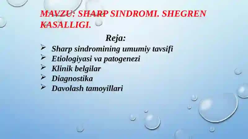 SHARP SINDROMI. SHEGREN KASALLIGI.