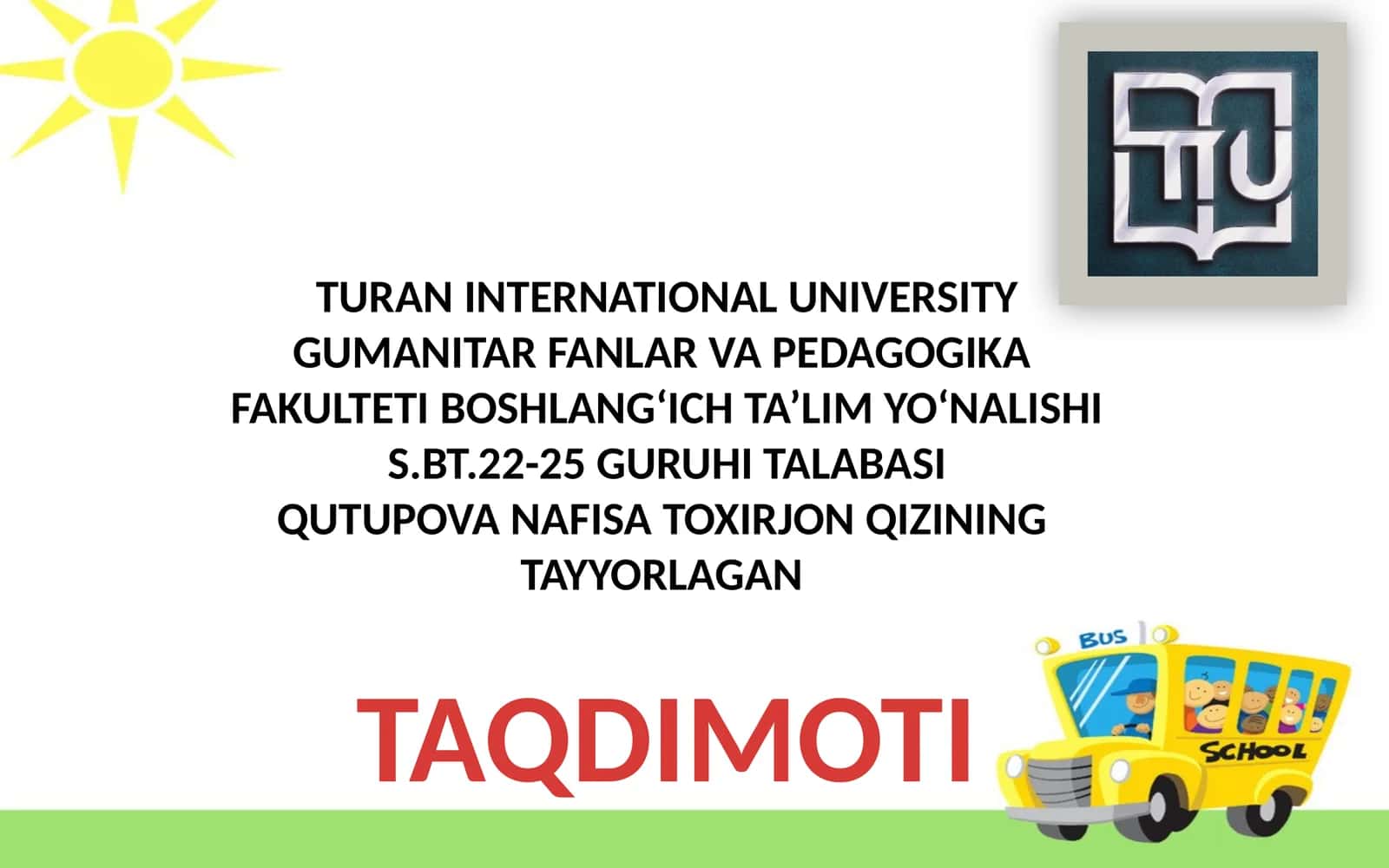 4-sinf “Tabiiy fanlar" darsligini tahlil qilish va taqriz yozish 1