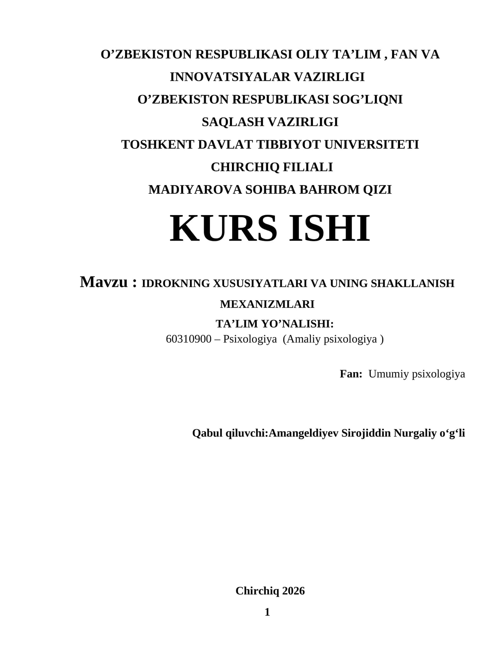 IDROKNING XUSUSIYATLARI VA UNING SHAKLLANISH MEXANIZMLARI 1