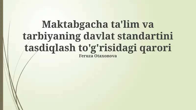 Maktabgacha Ta'lim va Tarbiya Standarti 1