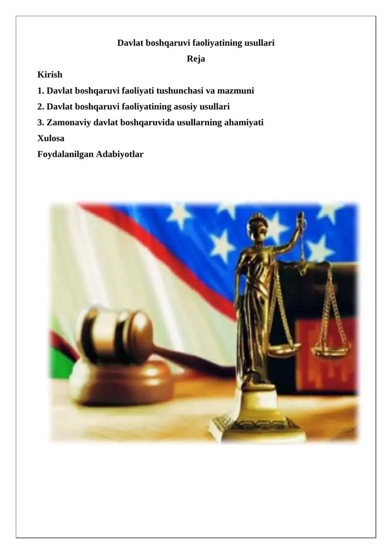 Davlat boshqaruvi faoliyatining usullari 1