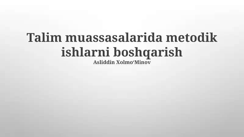 Metodologik ishlar boshqarish 1
