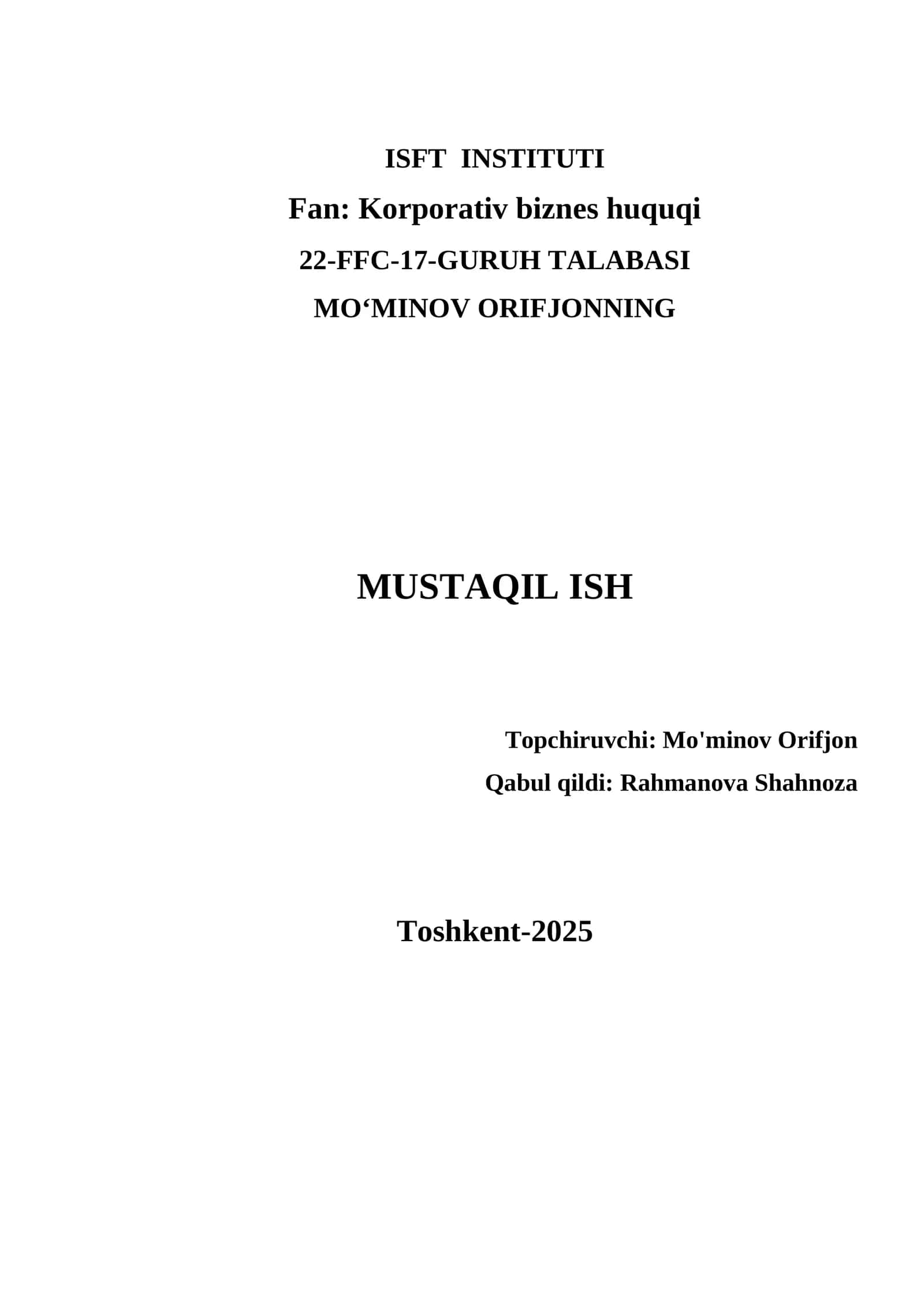 Korporativ biznes huquqi 1