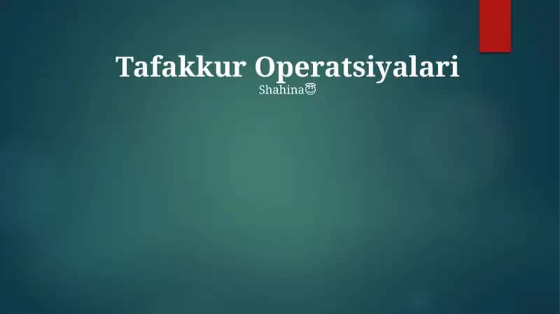 Tafakkur Operatsiyalari 1