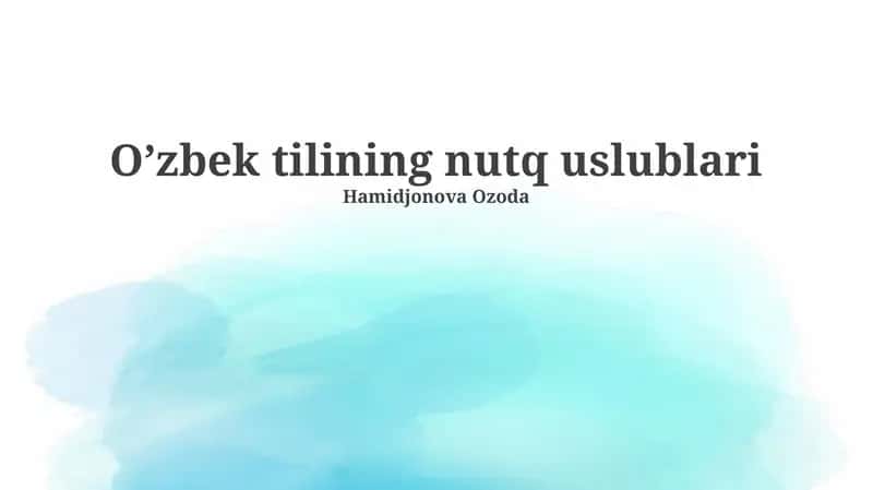 O’zbek tilining nutq uslublari 1