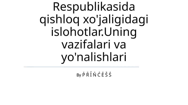 O'zbekiston qishloq xo'jaligi islohotlari 1