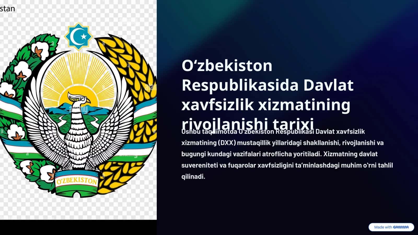 Oʻzbekiston Respublikasida Davlat xavfsizlik xizmatining rivojlanishi tarixi 1