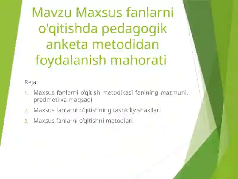 Maxsusfanlarni o'qitishda pedagogikaning etamodi 1