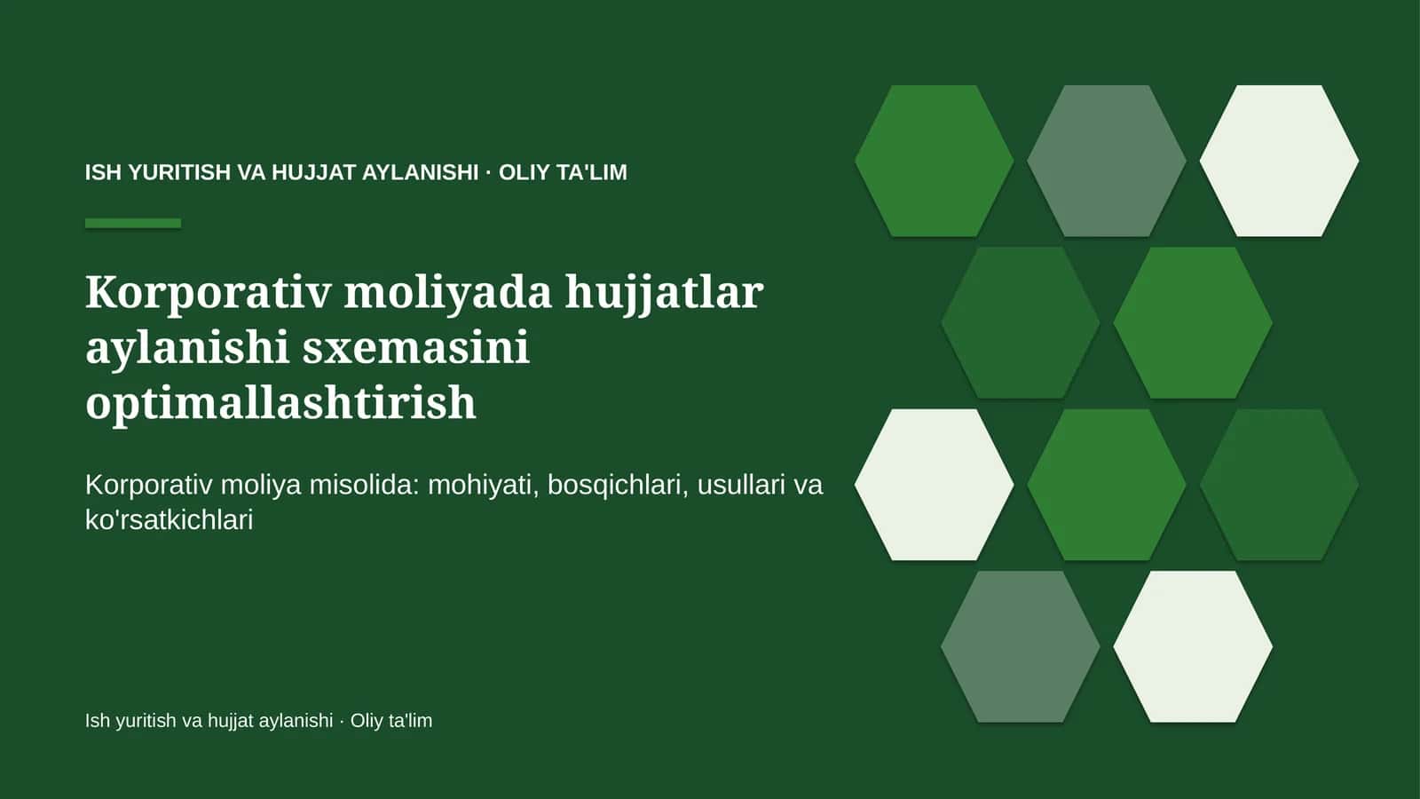 Korporativ moliyada hujjatlar aylanishi sxemasini optimallashtirish 1