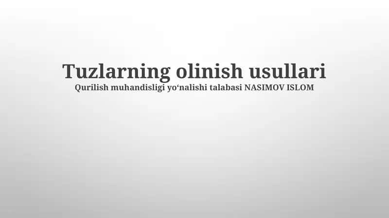 Metall gidroksidlarini kislotalar bilan ta'sirlashtirish 1