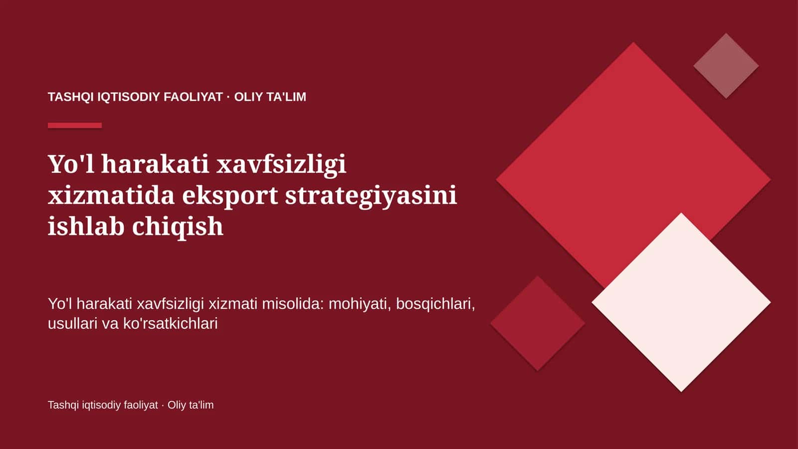 yo'l harakati xavfsizligi xizmatida eksport strategiyasini ishlab chiqish 5180 1