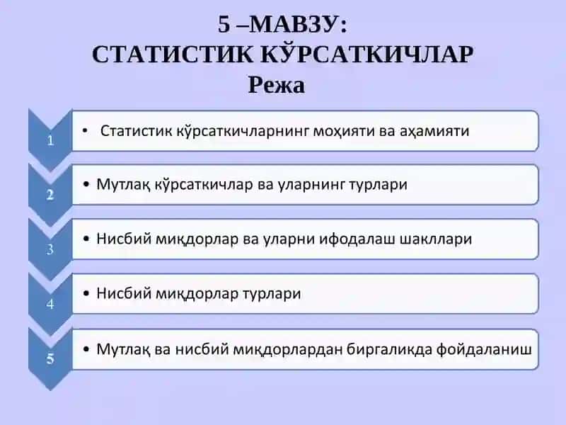 Статистик кўрсаткичлар 1