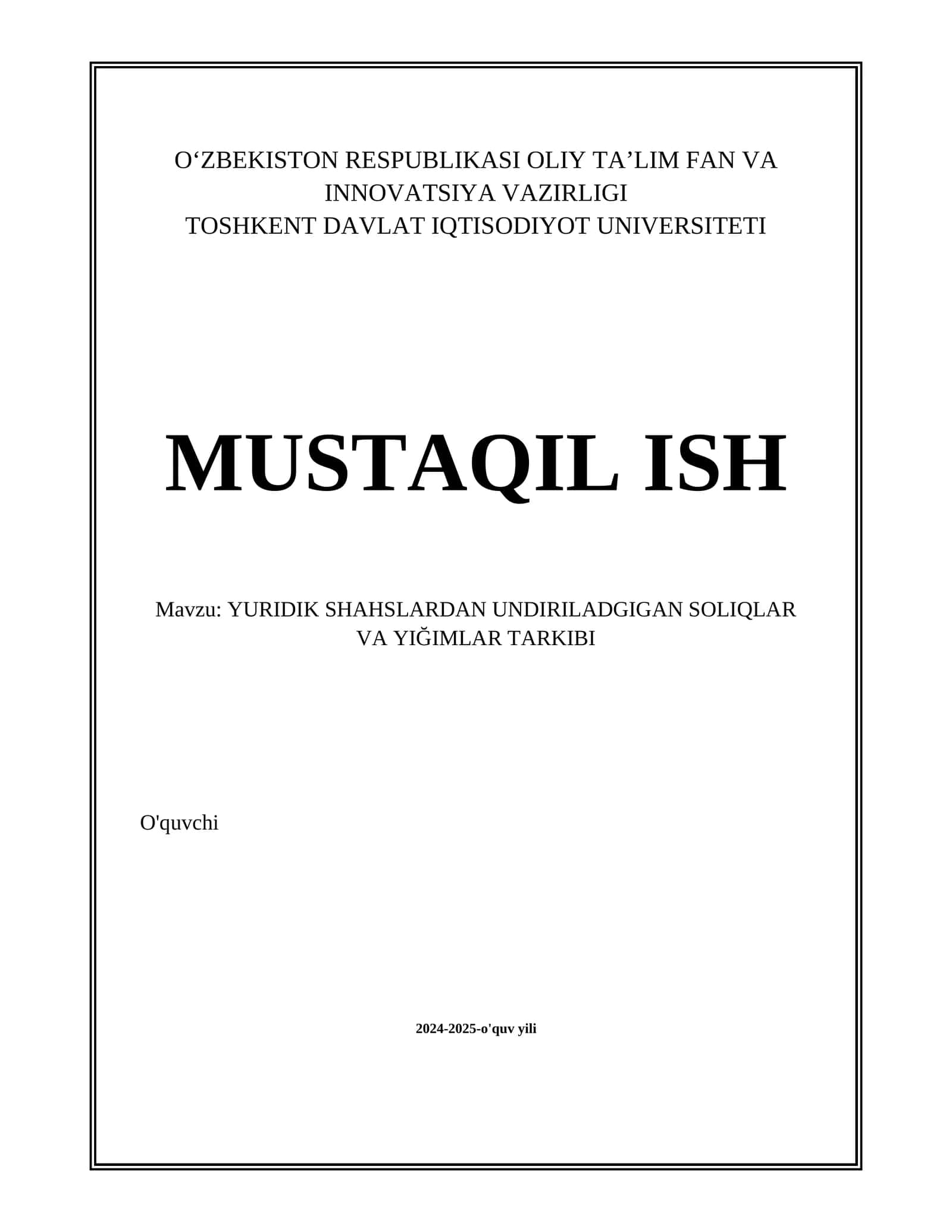 Yuridik shaxslar uchun daromad solig‘i 1