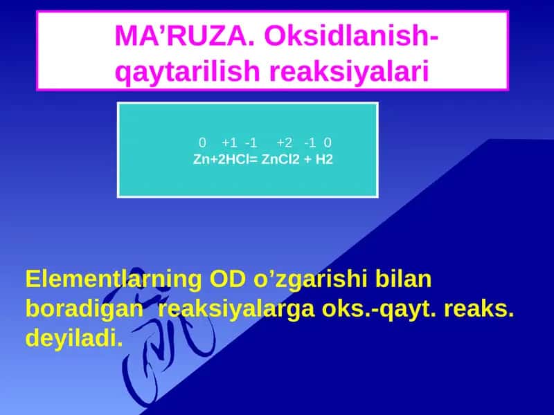 Oksidlanish-qaytarilish reaksiyalari 1