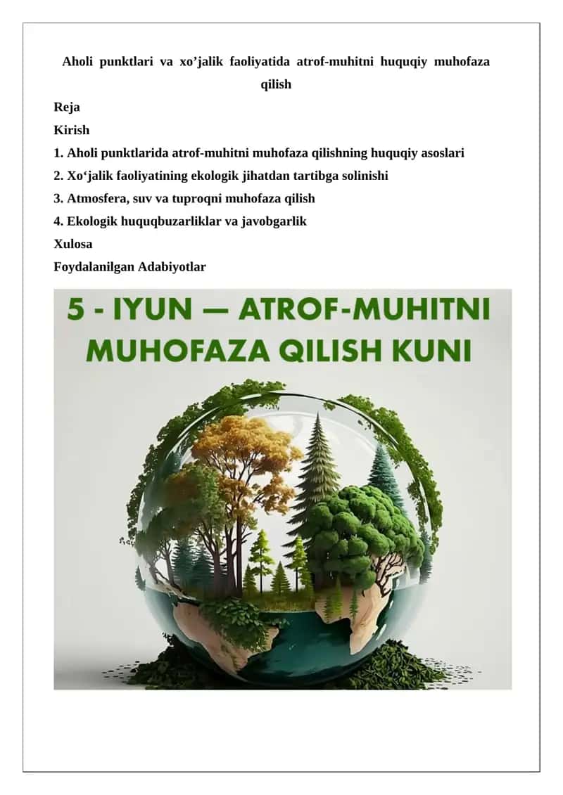 Atrof-muhitni huquqiy muhofaza qilish 1
