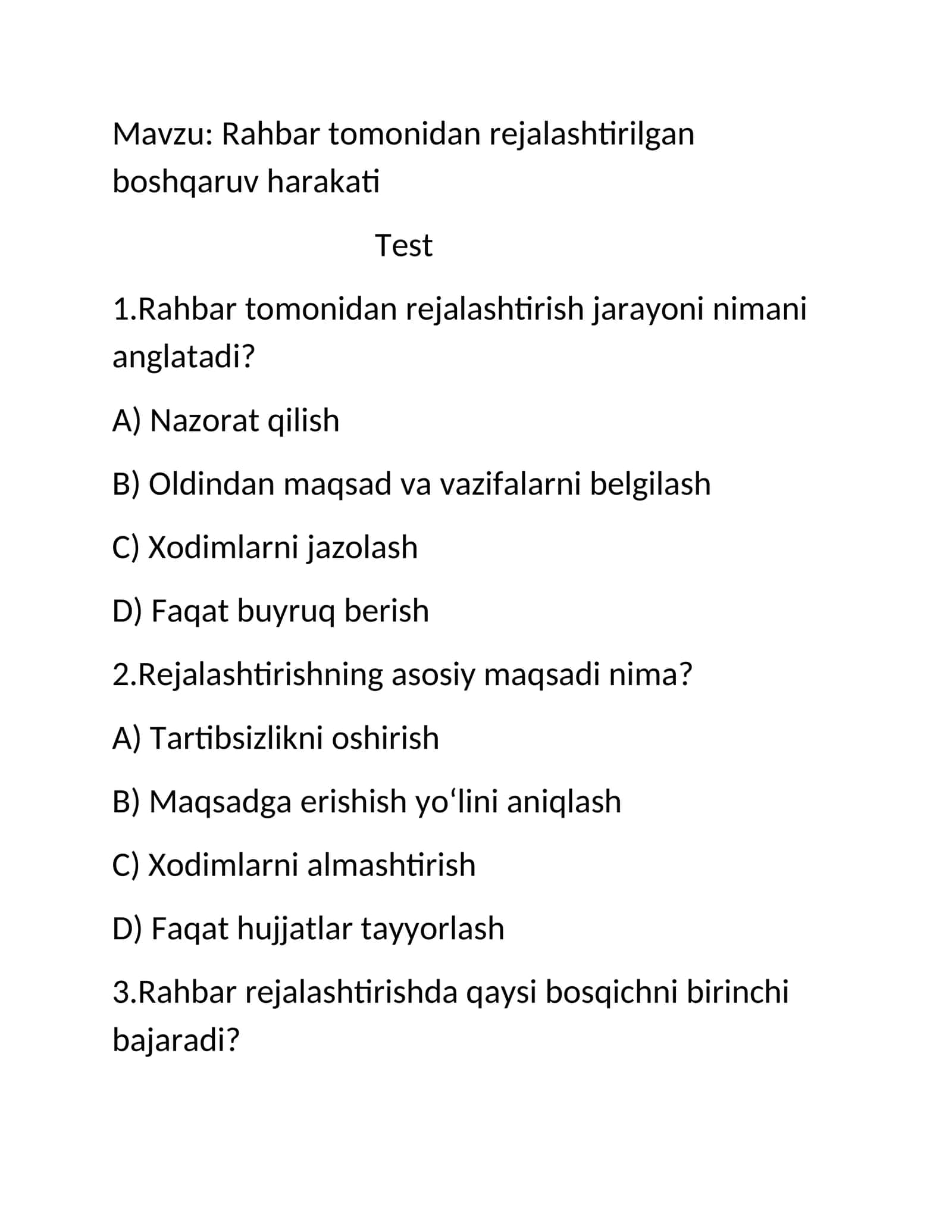 Rahbar tomonidan rejalashtirilgan boshqaruv harakati 1