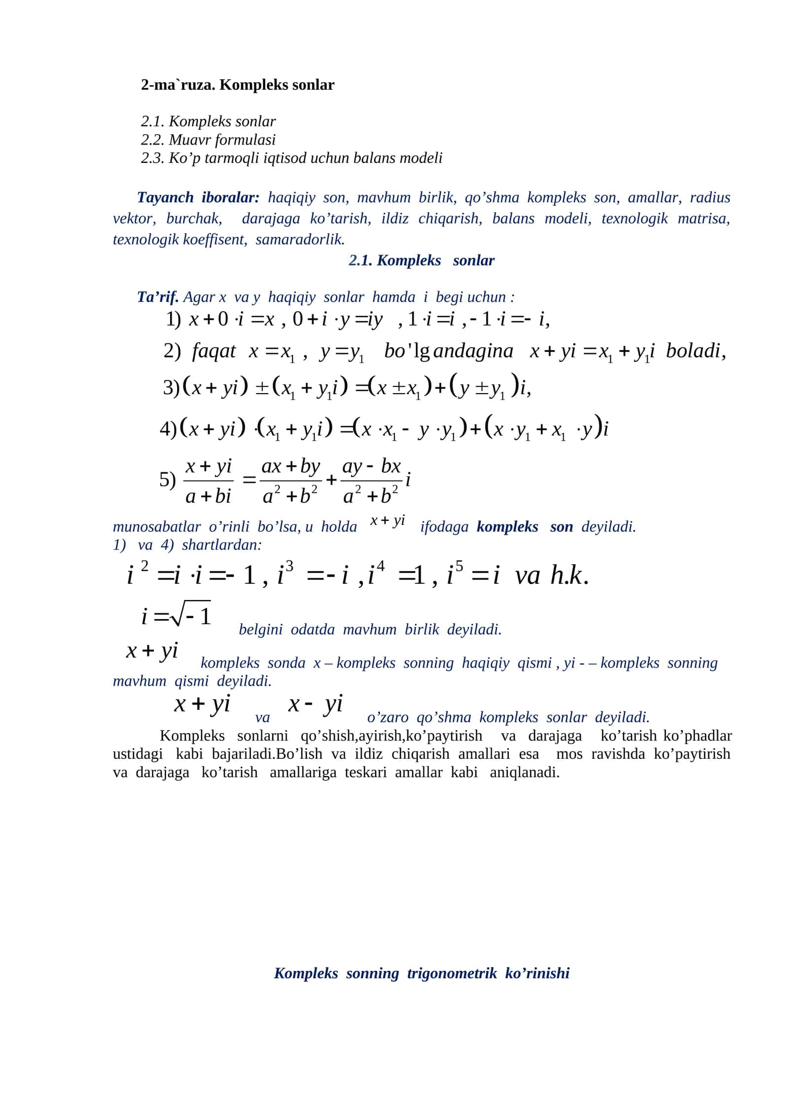 Kompleks sonlar 1
