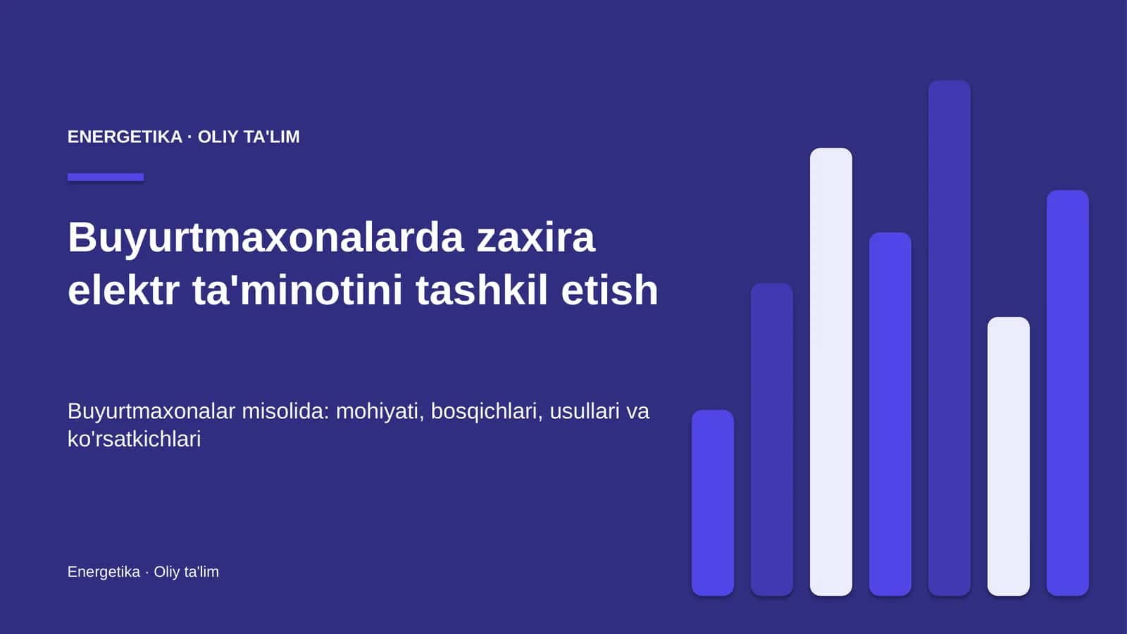 Buyurtmaxonalarda zaxira elektr ta'minotini tashkil etish 1