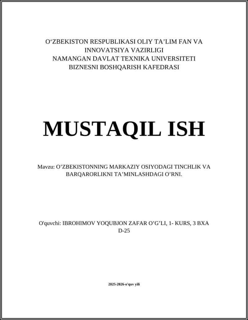 O'zbekistonning mintaqaviy diplomatiyasi va tinchlikni mustahkamlashdagi roli 1